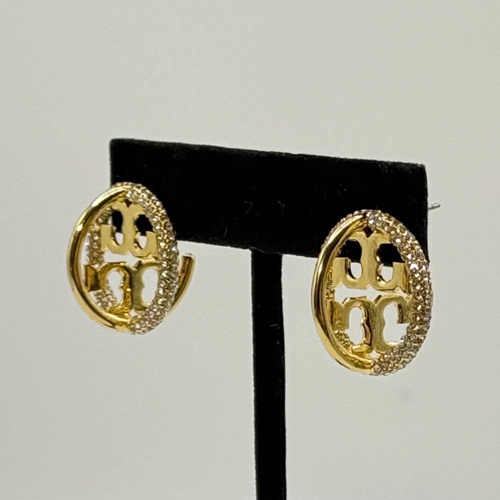 Tory Burch 3D Gold Logo Hoop Earrings ✨ - Picture 2 of 4